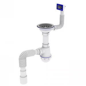 Сифон для кухонной мойки KRONO PLAST M-1050-E 40/50 с гибким прямоугольным переливом