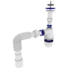 Сифон для умывальника KRONO PLAST T-1050 1 1/4" с литым выпуском и гибкой трубой Ø40х40/50