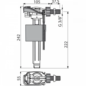 A160-3/8 Впускний механізм бок. латунь 3/8" {70}