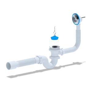 Сифон для ванной ANI PLAST E156 1 1/2" с переливом и гибкой трубой 375 x 40/50