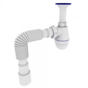 Сифон для умывальника KRONO PLAST T-1050 1 1/4" с литым выпуском и гибкой трубой Ø40х40/50