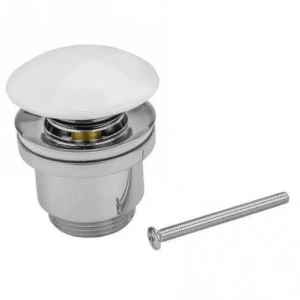 Донный клапан FRAP F62-8 1 1/4" автоматический с белой керамической крышкой белый