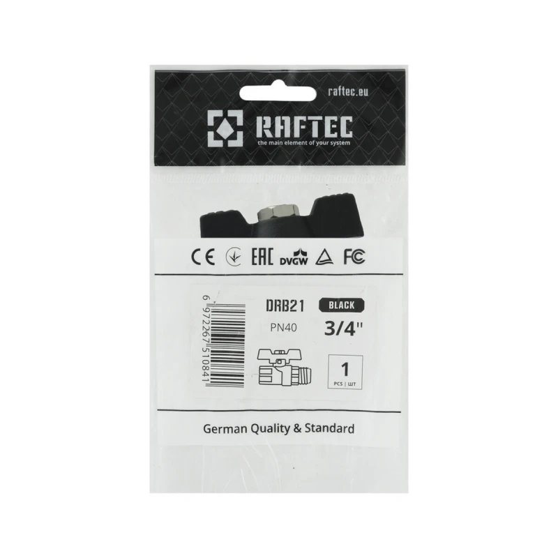 Кран шаровой Raftec BLACK PN40 ЗВ 3/4