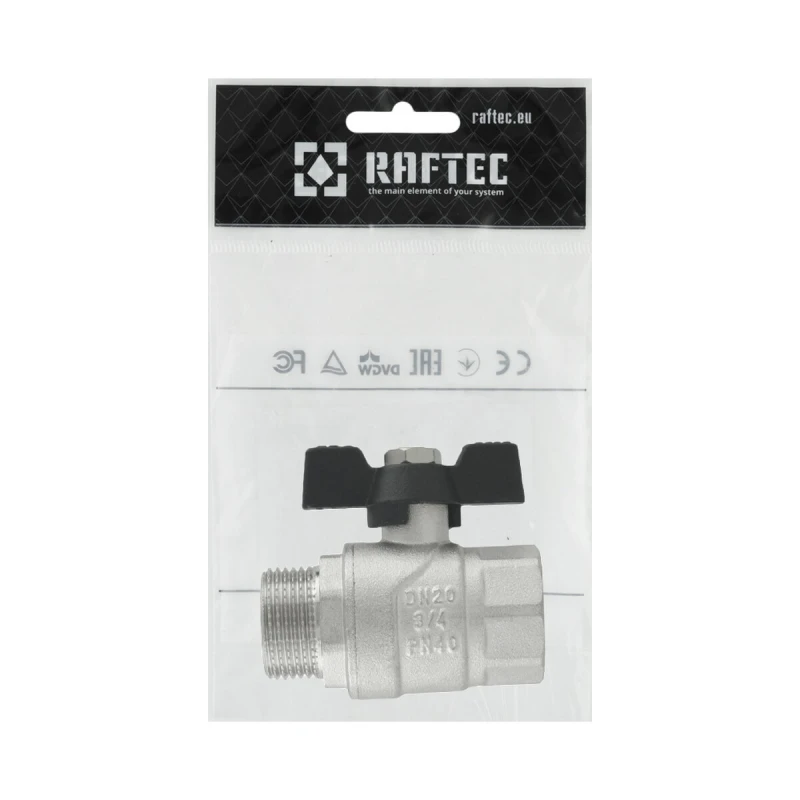 Кран шаровой Raftec BLACK PN40 ЗВ 3/4