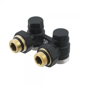 Вузол нижнього підключення радіатора Raftec BLACK кутовий 1/2"х3/4" DHRKA11-B