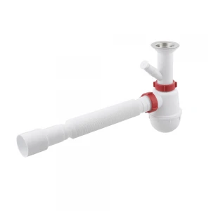 Сифон для мийки Polmark 1 1/2"x40 з литим випуском і гофротрубой 40x40/50 PM 40 SF 20 03