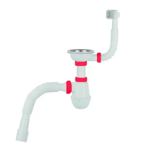 Сифон для мийки Polmark 3 1/2"x40 з різьбовим випуском 40x40/50 і гибким переливом PM 40 SF 20 05