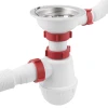 Сифон для мийки Polmark 3 1/2"x40 з різьбовим випуском 40x40/50 і гибким переливом PM 40 SF 20 05