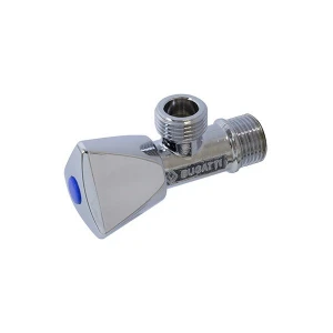 Кран приладовий вентильний кутовий Bugatti 1/2 "x1/2" ручка шелі трикутна арт.876