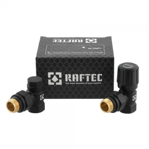 Комплект для підключення радіатора кутовий Raftec BLACK 1/2" DKU11-B