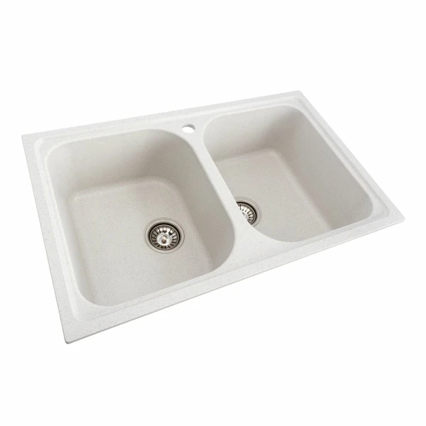 Гранітна мийка для кухні Platinum 7950 Equatoria матова Біла в крапку