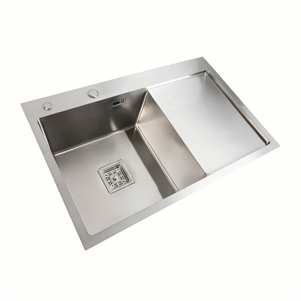 Мийка Platinum Handmade отвори ,квадратний сифон PLATINUM 78×50B L нержавійка (два 3.0/1.0)