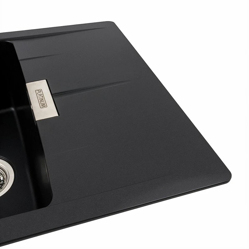 Гранітна мийка для кухні Platinum Чорна PLATINUM 6250 ZIRKONE матова