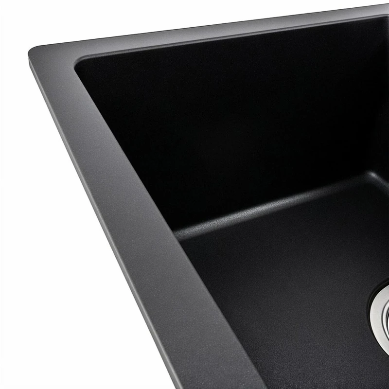 Гранітна мийка для кухні Platinum Чорна PLATINUM 6250 ZIRKONE матова
