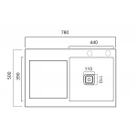 Кухонна мийка Platinum Handmade полиця, 3.0/1.0 PLATINUM R 78×50С нержавійка (поглиблена мм)