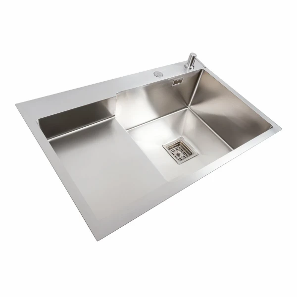 Кухонна мийка Platinum Handmade полиця, 3.0/1.0 PLATINUM R 78×50С нержавійка (поглиблена мм)