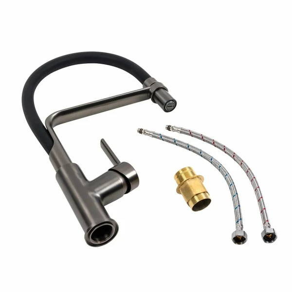 Кухонний змішувач VALESO BQ566 гнучкий PVD чорний