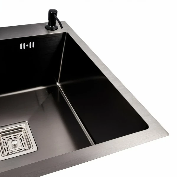 CM 78*50C R Мийка PVD чорна Valeso Handmade з поглибленою полицею (3.0/0.8)