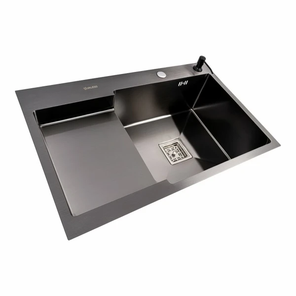 CM 78*50C R Мийка PVD чорна Valeso Handmade з поглибленою полицею (3.0/0.8)