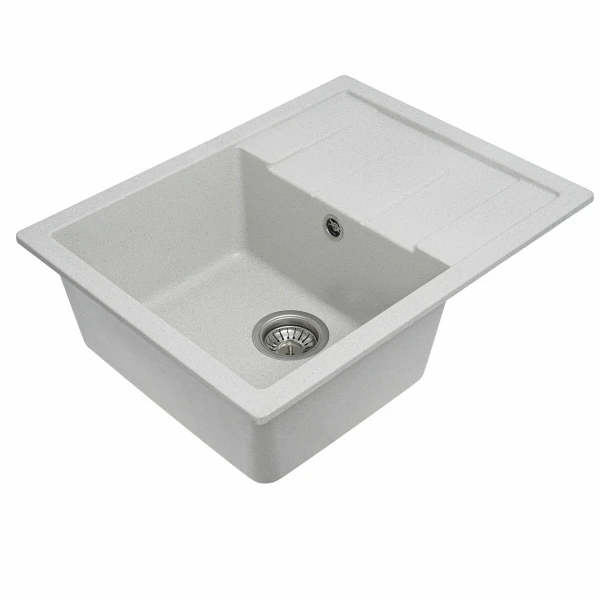 Гранітна мийка для кухні VALESO 6550 INTENSO матова Біла в крапку