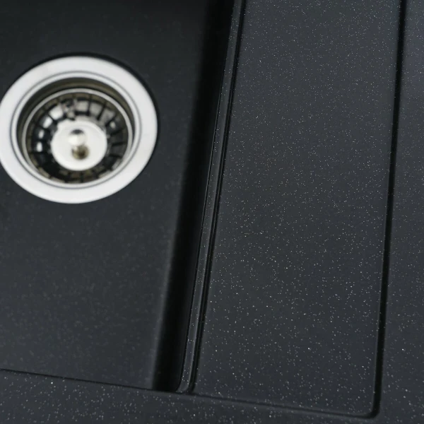 Гранітна мийка для кухні VALESO 5149 FIESTA матова Чорний металік