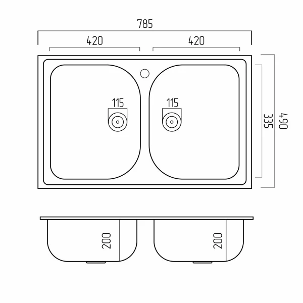 Гранітна мийка для кухні VALESO 7950 Equatoria матовий Чорний