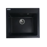 Гранітна мийка для кухні VALESO 5852 VESTA матова Чорний металік