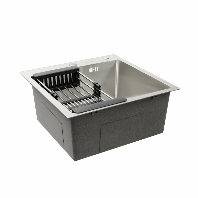 Кухонна мийка Platinum Handmade 500x500x220 3,0/1,5 мм + дозатор в PLATINUM (товщина комплекті)