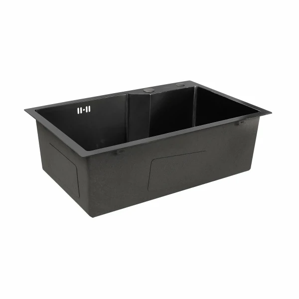 Кухонна мийка Platinum Handmade PVD 650х430х220 чорна (товщина 3,0/1,5 + дозатор в комплекті)