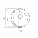 Гранітна мийка для кухні Platinum 510 LUNA матова Сірий мусон