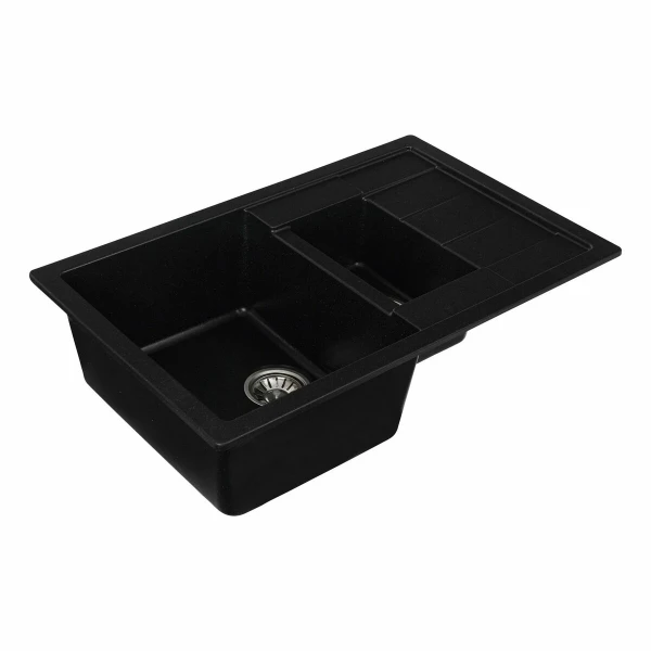 Гранітна мийка для кухні Platinum 7850W TOSKANA матова Чорний металік