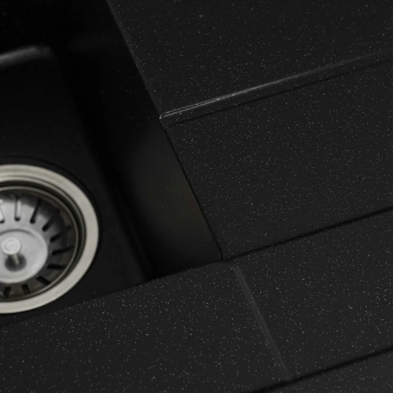 Гранітна мийка для кухні Platinum PLATINUM 7850W TOSKANA матова Чорний металік