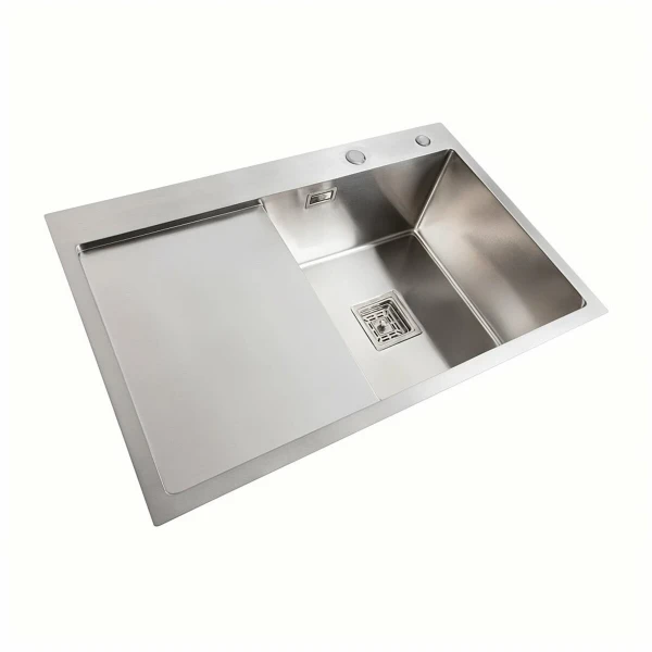 Мийка Platinum Handmade отвори ,квадратний сифон PLATINUM 78×50B R нержавійка (два 3.0/1.0)