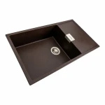 Гранітна мийка для кухні Platinum 8650 DIAMOND матова Шоколад