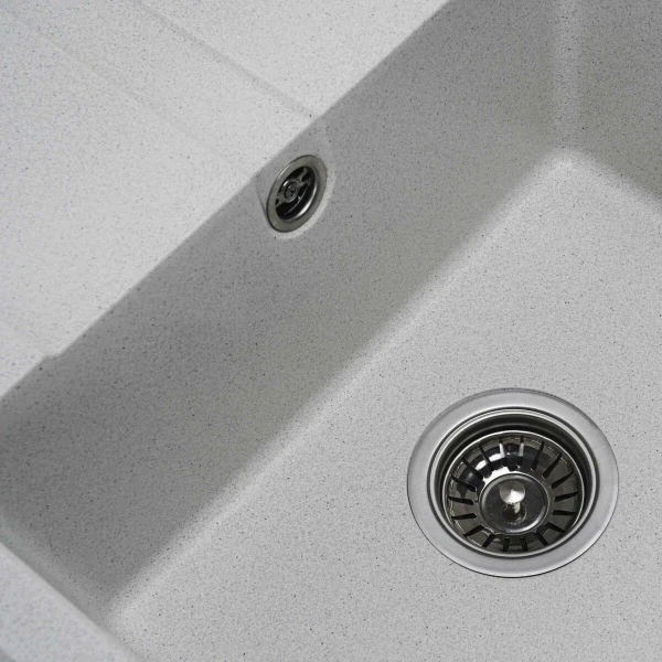 Гранітна мийка для кухні Platinum 5851 ARIA матова Біла в крапку