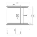 Гранітна мийка для кухні Platinum 6550 LOTOS матова Темна скеля