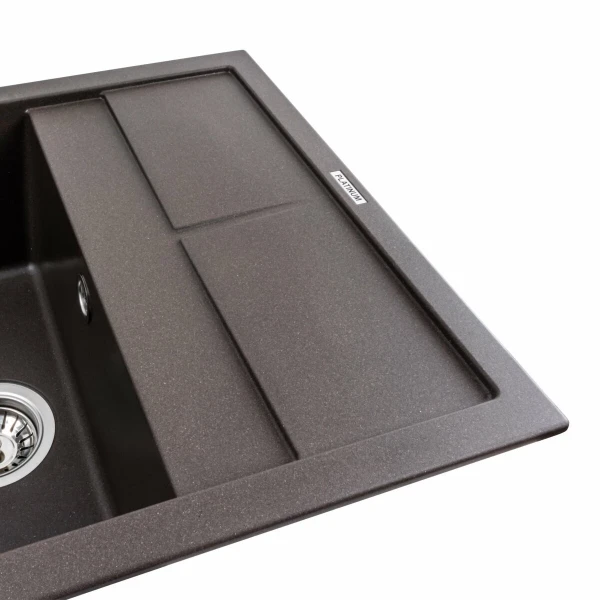 Гранітна мийка для кухні Platinum 6550 LOTOS матова Темна скеля