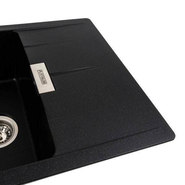 Гранітна мийка для кухні Platinum матовий PLATINUM 6250 ZIRKONE Чорний металік