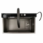 Кухонна мийка сіра Platinum Handmade "ВОДОСПАД" PLATINUM 75×46D PVD