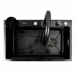 Кухонна мийка чорна Platinum Handmade "Водоспад" PLATINUM PVD CM 75×46A