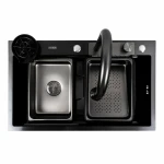 Кухонна мийка чорна Platinum Handmade "Водоспад" PLATINUM PVD CM 75×46A