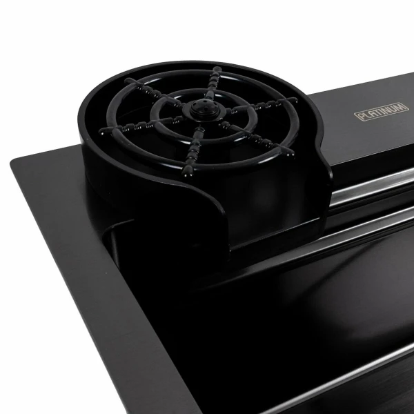 Кухонна мийка чорна Platinum Handmade "Водоспад" PLATINUM PVD CM 75×46A