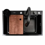 Кухонна мийка чорна Platinum Handmade "Водоспад" PLATINUM PVD CM 75×46A