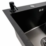 Кухонна мийка CM 78*50 L чорна PVD VALESO Handmade (круглий сифон 3,0/0,8)