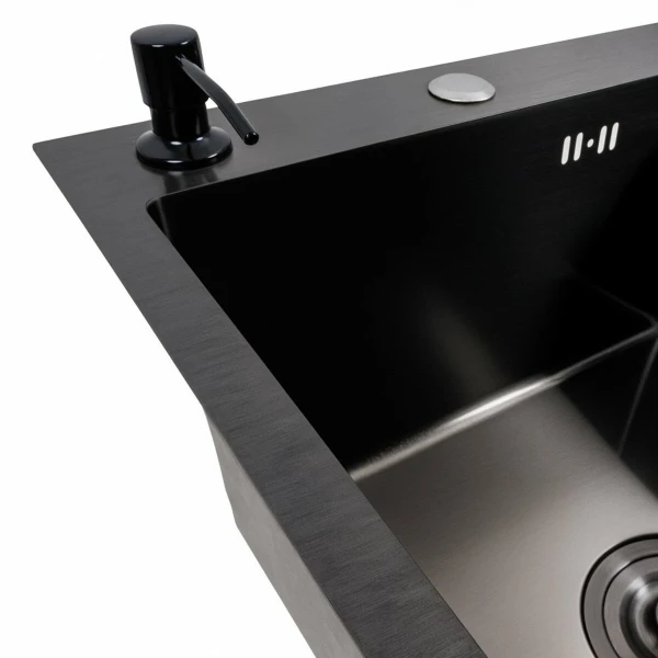 Кухонна мийка CM 78*50 L чорна PVD VALESO Handmade (круглий сифон 3,0/0,8)