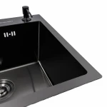 Кухонна мийка 50*45 PVD чорна VALESO Handmade (сифон круглий, 3,0/0,8)
