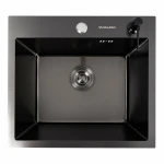 Кухонна мийка 50*45 PVD чорна VALESO Handmade (сифон круглий, 3,0/0,8)