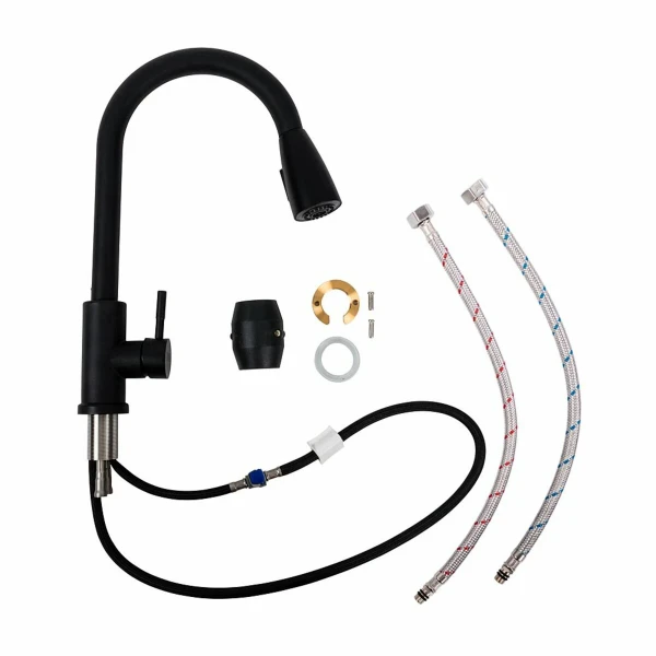 Змішувач кухонний Valeso LN08 чорний з висувною лійкою