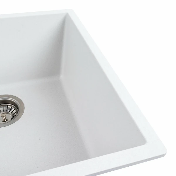 Гранітна мийка для кухні VALESO 4040 RUBA матовий білосніжний