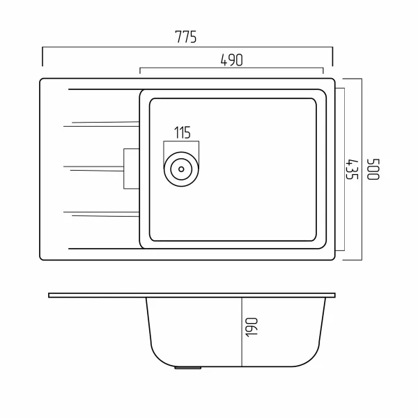 Гранітна мийка для кухні VALESO 7850 ROMA матова (сіра)